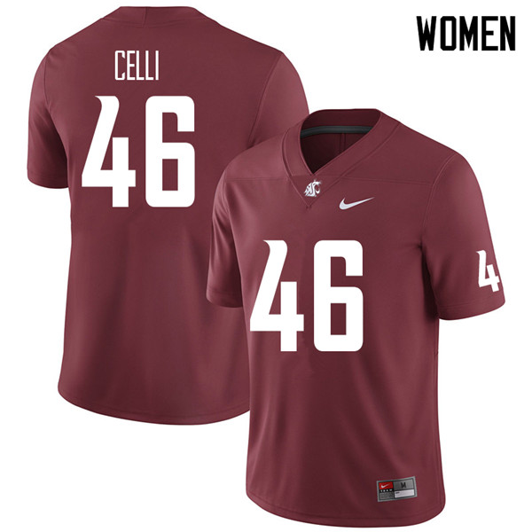 Women #46 Kyle Celli Washington State Cougars College Football Jerseys Sale-Crimson - Click Image to Close